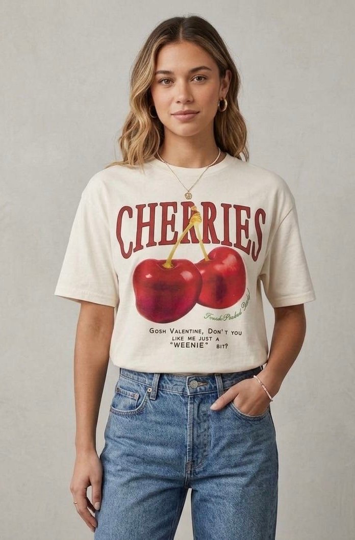 Strezz - Cherries - whit oversized t-shirt - Image 2