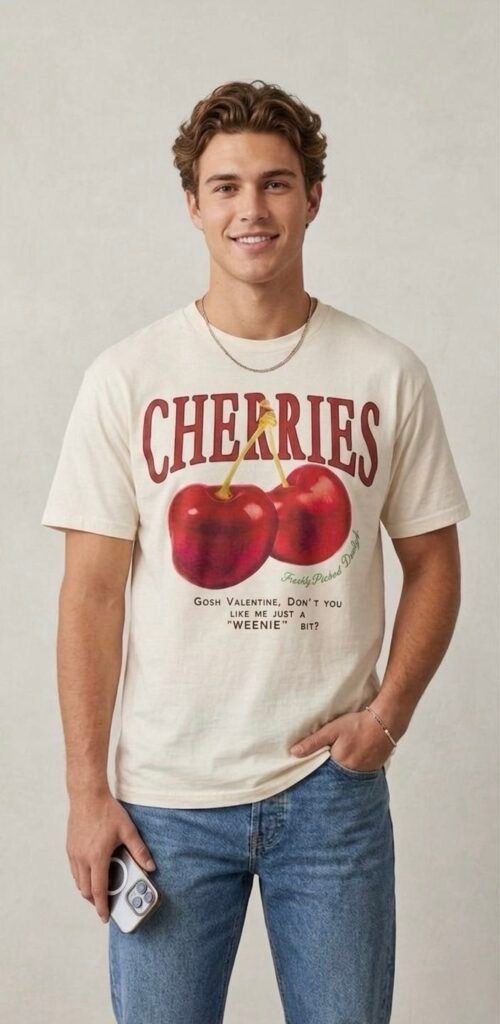 Strezz - Cherries - whit oversized t-shirt - M