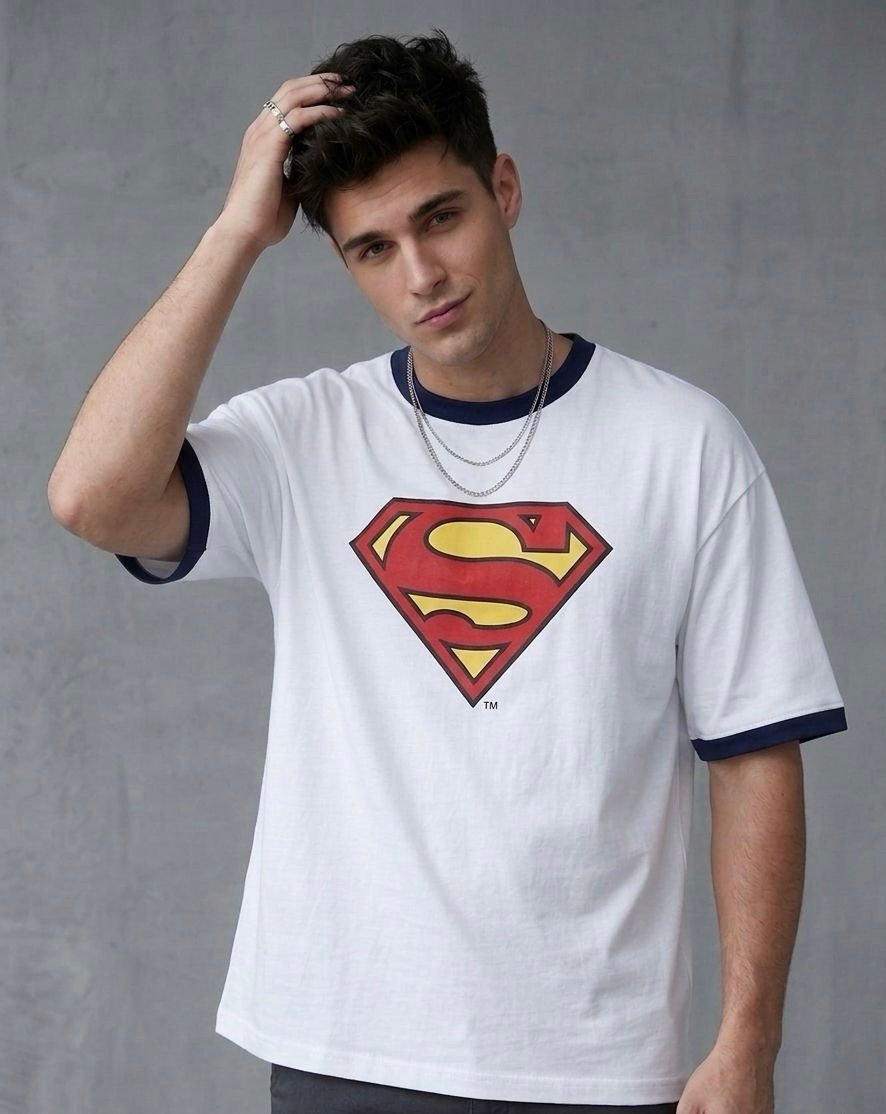 Original Pull&Bear – Over Sized round Neck - super man T-Shirt - Image 3